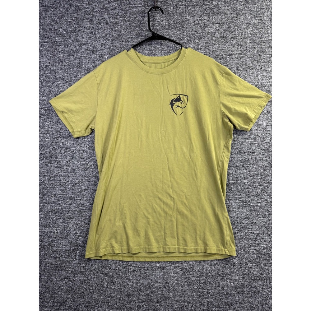 Alphalete Athletics Mens Performance Fit T-Shirt Olive Green Wolf Logo Large